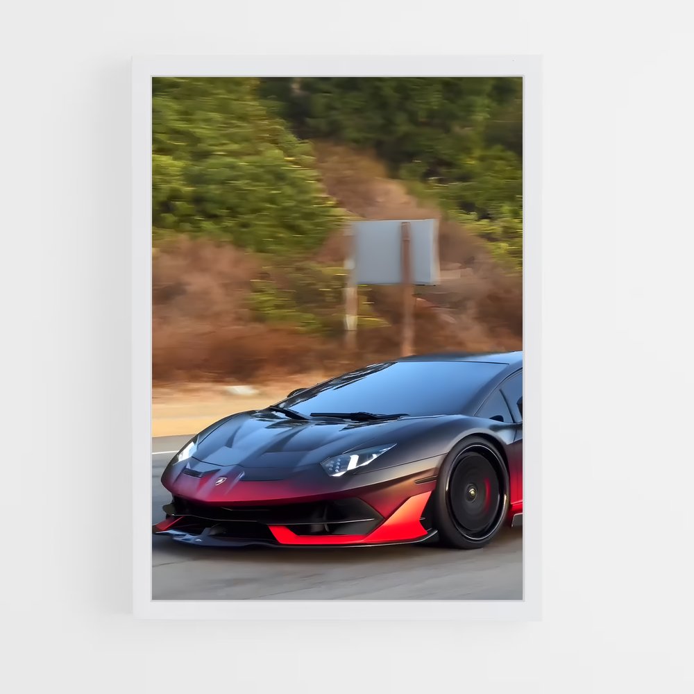 Poster Aventador Noir et Rouge – affiche Lamborghini (vue 3)